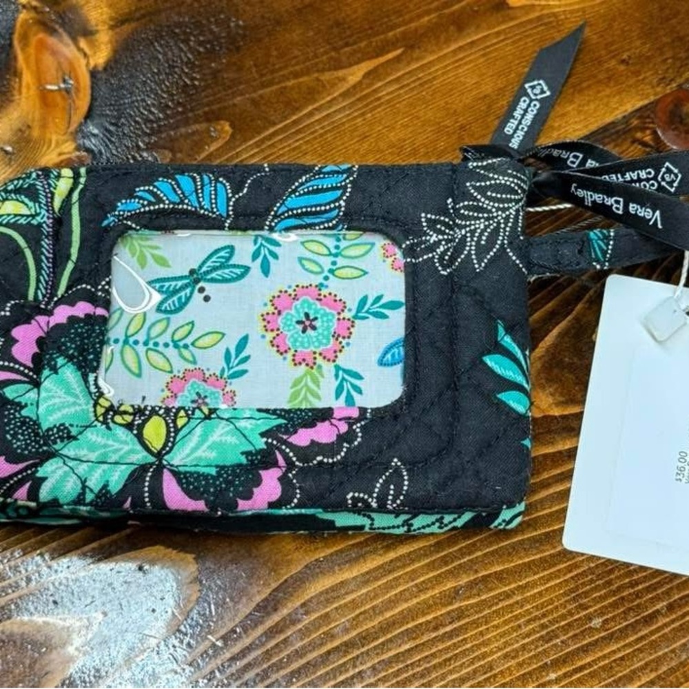 Vera Bradley Black and Teal Floral ID Case
